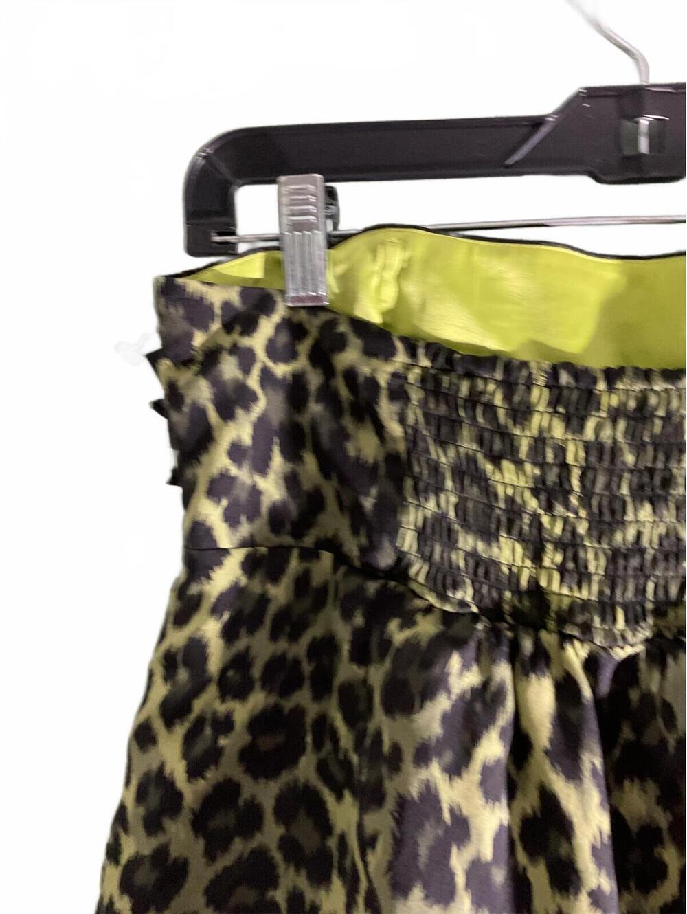 Alice + Olivia Green Strapless Silk Leopard Print Tiered Mini Skirt Small - Picture 8 of 10